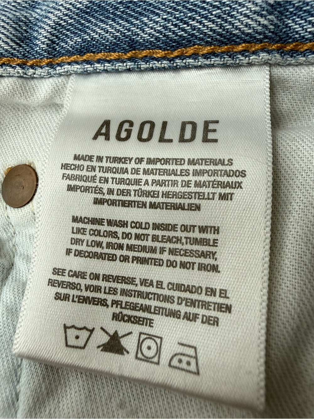 Agolde Riley Light Blue Button-Fly Denim Jeans - Picture 4 of 12